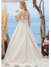 Ivory Lace Organza Illusion Back Airy Wedding Dress
